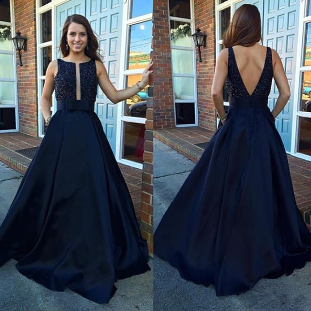 Navy Blue Formal Evening Dresses Backless Jewel Neckline Sequins Vintange Prom Dress With Sash Floor Length Satin 2016 Vestidos de Festa, Dark navy
Navy Blue Formal Evening Dresses Backless Jewel Neckline Sequins Vintange Prom Dress With Sash Floor Length Satin 2016 Vestidos de Festa, Dark navy