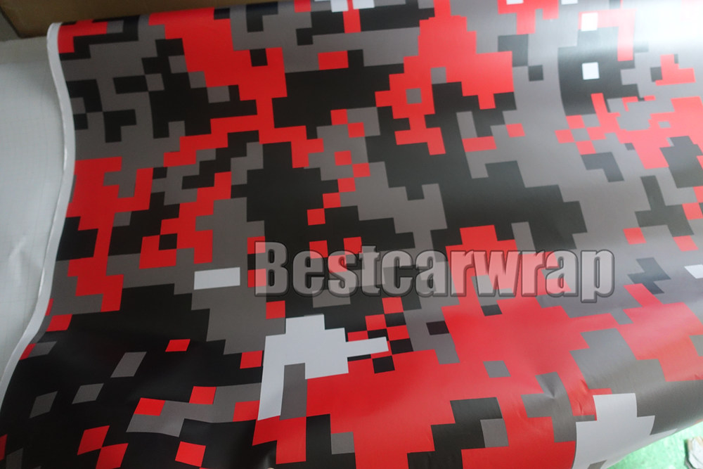 Red Piexl Camo Vinyl Car Wrap Film With Air Rlease Digital Camouflage Truck wraps covers camo red styling size 1.52x30m/Roll