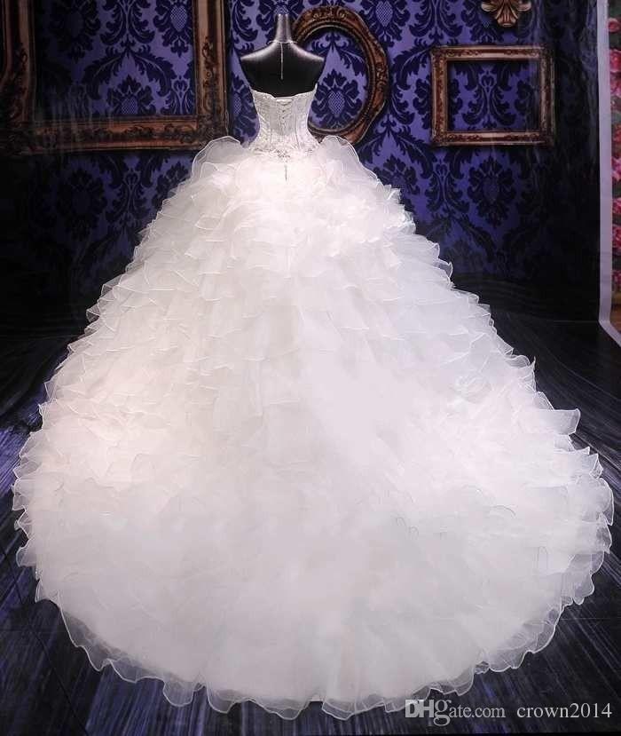 Vintage Wedding Dresses Ball Gown Beaded Sweetheart Corset Royal Princess Gowns Ruffled Organza Chapel Train Bridal Wedding Dress