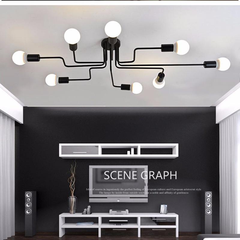 Vintage Ceiling Light Iron Multiple Rod Creative Retro Personality Luminaria Industrial Led Pendant Lamps Home Lighting Fixture Ceiling Lamp