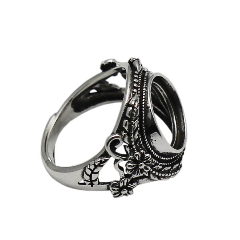 Beadsnice adjustable 925 sterling silver vintage ring setting for 12mm round gemstone large ring cabochon setting ID 33759