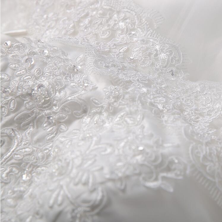 Wedding dress Charming Bateau Neck Lace princess off shoulder Wedding Dresses Bridal Gowns with Sash Bow Sweep Train Custom Made BD02