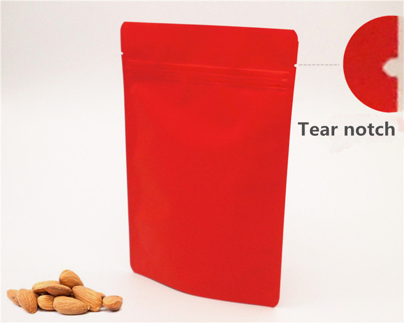50pcs Matte Red Aluminum Foil Zipper Doypack Bag Thick Stand up Resealable Zip Lock Snack Fridge Coffee Powder Beans Nuts Xmas Gift Heat Sealing Packa