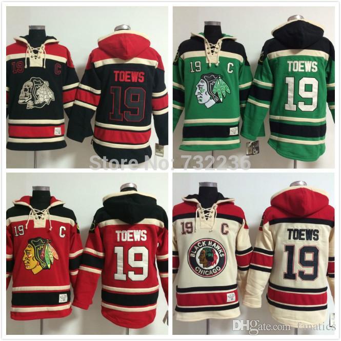 2016 19 Jonathan Toews Old Time Chicago Blackhawks Hockey Hoodie Jersey Sweatshirt Jerseys, Stitched sewn Numbering Lettering. от DHgate WW