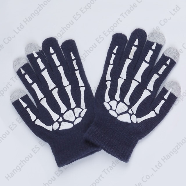 Pure Color Knitted Hand Bone Fingers Gloves Touch Screen Glove Fashionable Winter Anti-freeze Men And Women 6 Colors