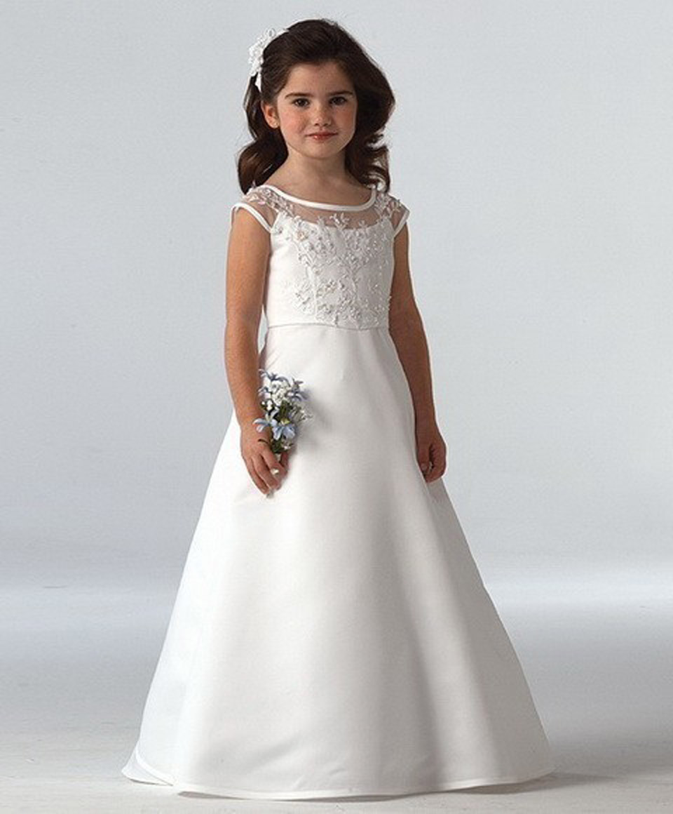 2016 white scoop neckline ruffles a-line long first communion dresses for girls infant baby girl christening dress flower girl dresses
