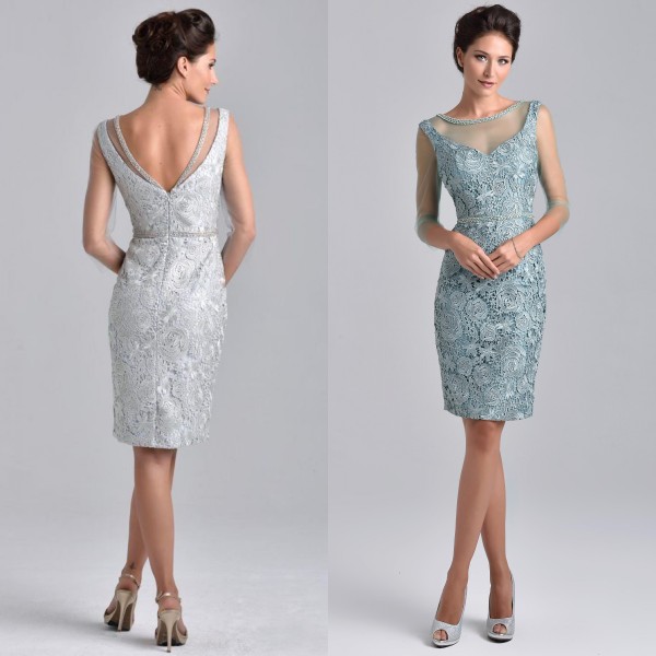 Stunning Short Formal Gowns for Mother of Bride Sheath Knee Length Romantic Lace Sheer Neck Tulle Sleeves Cocktails Wedding Guest Gowns
Stunning Short Formal Gowns for Mother of Bride Sheath Knee Length Romantic Lace Sheer Neck Tulle Sleeves Cocktails Wedding Guest Gowns