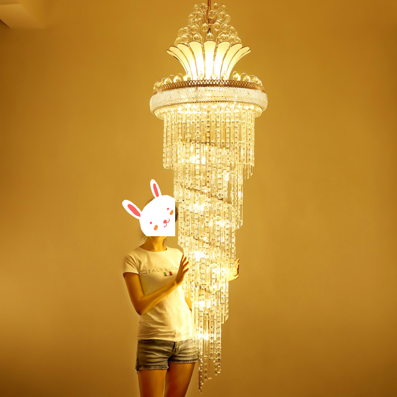 Modern Crystal Chandeliers American Long Gold Chandelier Lighting Fixture European Luxurious Droplight 3 White Light Colors Dimmable Hanging Lamps