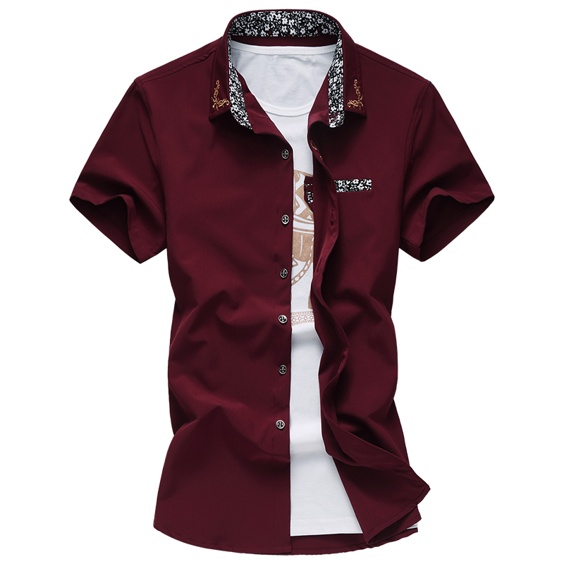 Wholesale-2016 Summer Men Shirt Short Sleeve Dress Shirts For Men M- 4XL 5XL 6XL 7XL Plus Size Roupas Camisa Masculina Mens Casual Blusas