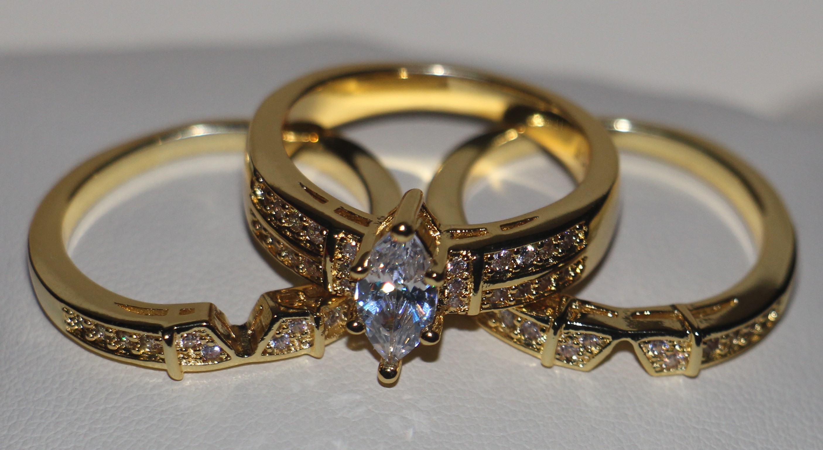 Victoria Wieck Vintage Jewelry Pear Cut Women Fashion Ring 925 Sterling Silver Yellow Gold Plated CZ Diamond 3in1 Wedding Bridal Size 5-11
