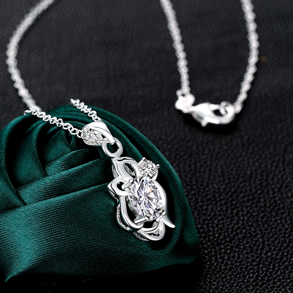 Hot sale fashion flower shape 925 silver Pendant Necklaces STPN067B, best gift white gemstone sterling silver jewelry necklace