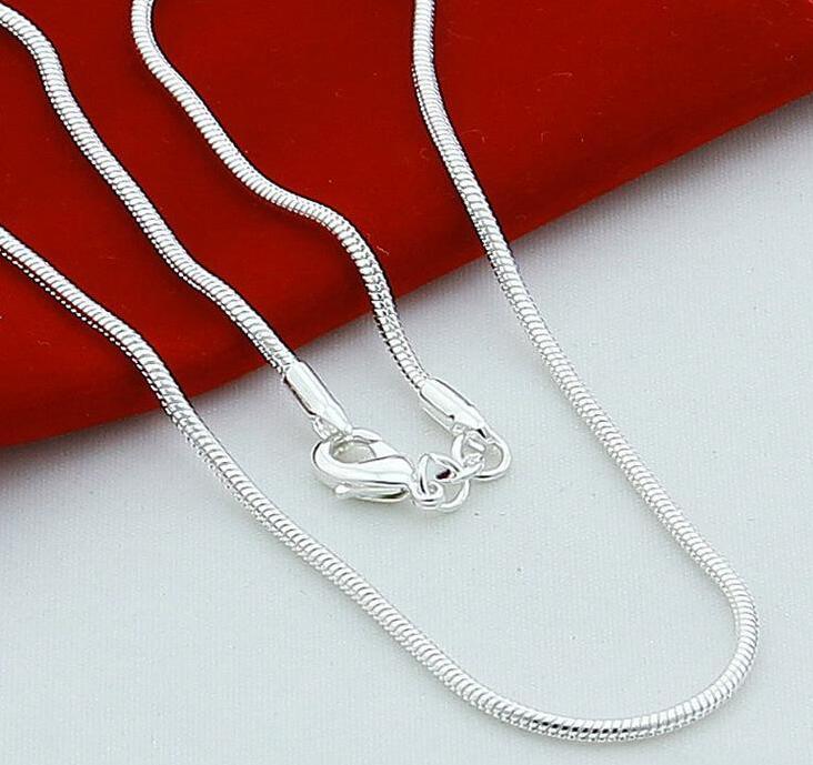 Free shipping S Sterling Sier Chains Necklaces 1mm Snake Chain DIY Necklace 16inch 18inch 20inch 22inch 24inch sailormoon sister have Jewelry accessor