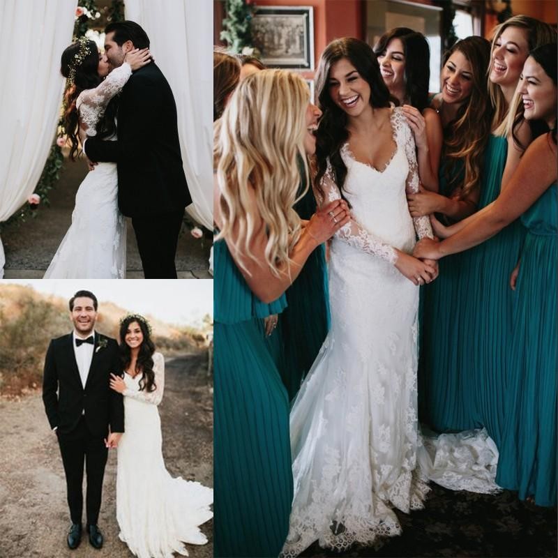 2020 New Bohemian Long Sleeves Wedding Dresses Country V Neck Full Lace Appliques Beads Illusion Sheer Backless Court Train Bridal Gowns, White
2020 New Bohemian Long Sleeves Wedding Dresses Country V Neck Full Lace Appliques Beads Illusion Sheer Backless Court Train Bridal Gowns, White