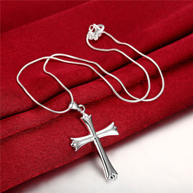 Brand new Smooth cross Pendant Necklace male sterling silver plate necklace STSN290,hot sale fashion 925 silver necklace factory direct sale