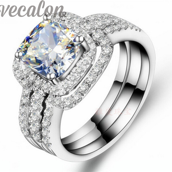Vecalon Fashion ring cushion cut 3ct Cz diamond 3-in-1 Wedding Band Ring Set for Women 10KT White Gold Filled Engagement ring
Vecalon Fashion ring cushion cut 3ct Cz diamond 3-in-1 Wedding Band Ring Set for Women 10KT White Gold Filled Engagement ring