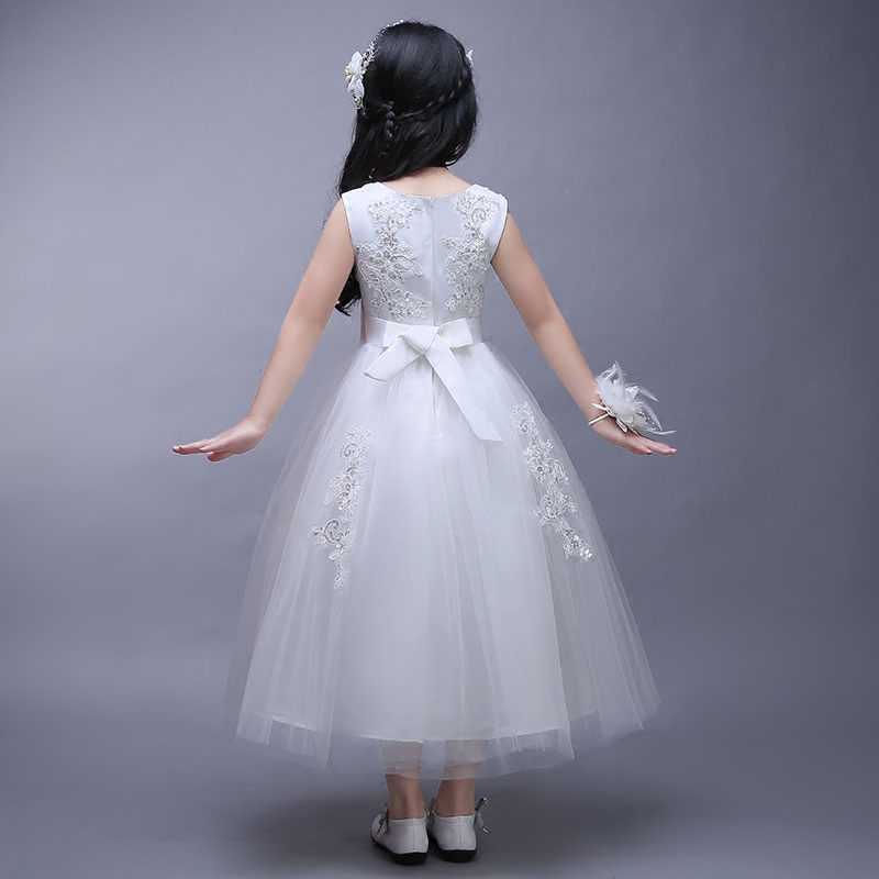 Scoop Neck Organza With Lace Sequin Flower Girl Dresses 2016 Tea Length First Communion Dresses For Girls