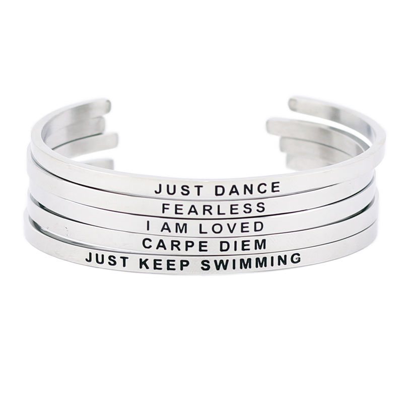 Stainless Steel Bangle Engraved Positive Inspirational Quote Cuff Bracelet Bangle Silver Mantra Bangle For Women Gift
Stainless Steel Bangle Engraved Positive Inspirational Quote Cuff Bracelet Bangle Silver Mantra Bangle For Women Gift