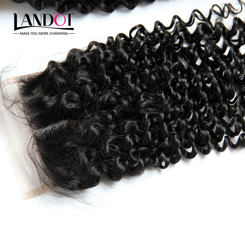 Brazilian Curly Virgin Human Hair Top Lace Closure Free Middle Part Peruvian Malaysian Indian Cambodian Mongolian Deep Kinky Curly Closures