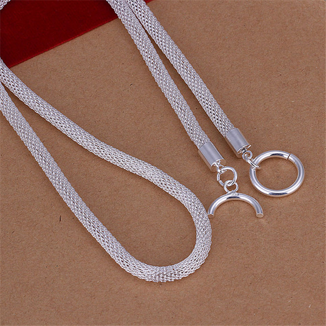 Free shipping Net Necklace sterling silver plate necklace STSN087, fashion 925 silver Chains necklace factory direct sale christmas gift