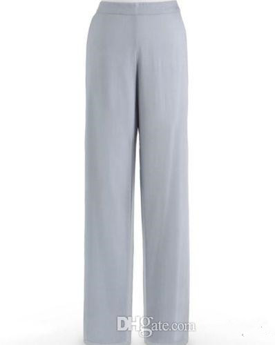 2019 Mother of the Bride Suits Pant Suit Three Pieces Chiffon Mother of the Bride Dresses Long Sleeve Beads Wedding Guest Gowns