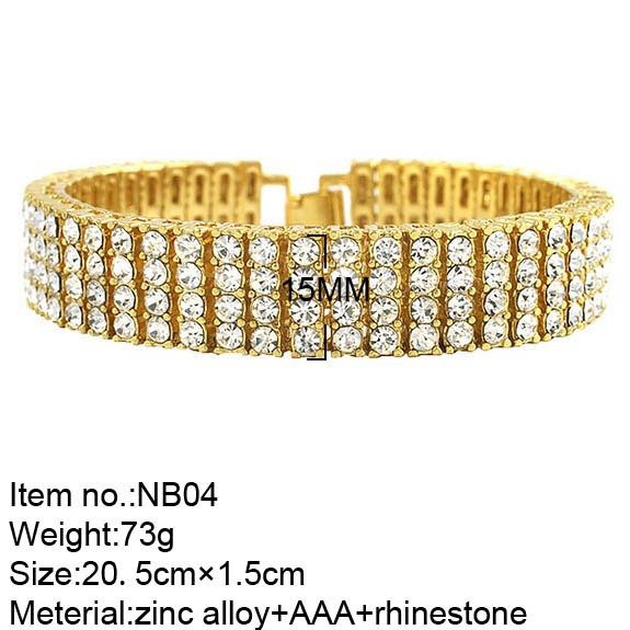 Men Black Gold Silver Finish 4 Row Diamond Tennis Bracelet 8inch Rhinestone Iced Out Hip Hop Bling Bracelets Cool Jewelry