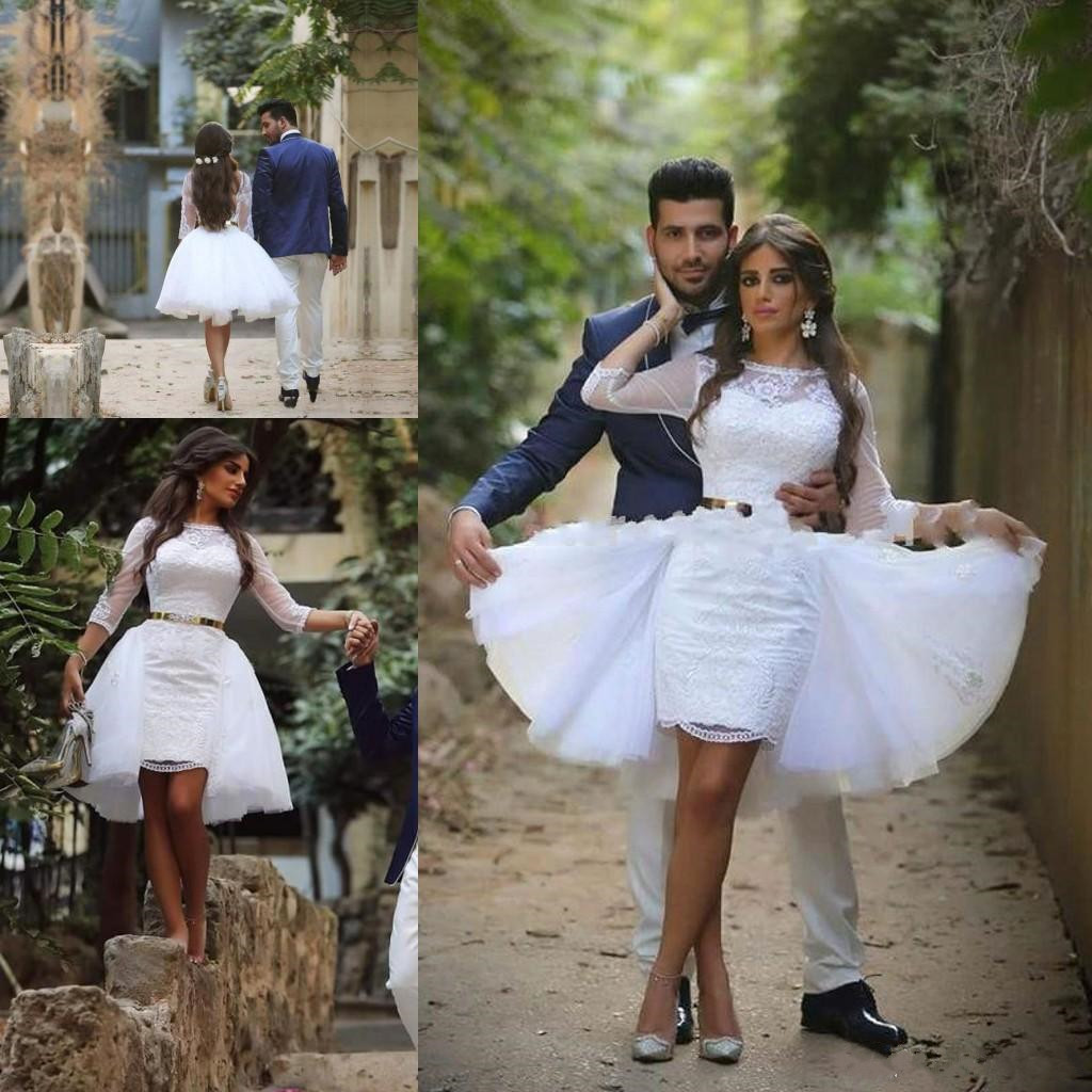 2017 New Short Arabic Cocktail Dresses With Detachable Train White Lace A Line 3/4 Long Sleeves Short Mini Prom Party Gowns, Royal blue
2017 New Short Arabic Cocktail Dresses With Detachable Train White Lace A Line 3/4 Long Sleeves Short Mini Prom Party Gowns, Royal blue