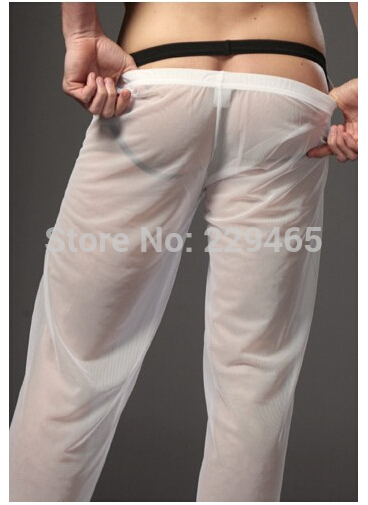 Wholesale-Fashion leisure pants sleep pants pyjama men homewear sleep wear for men transparent sheer trousers underwear lounge