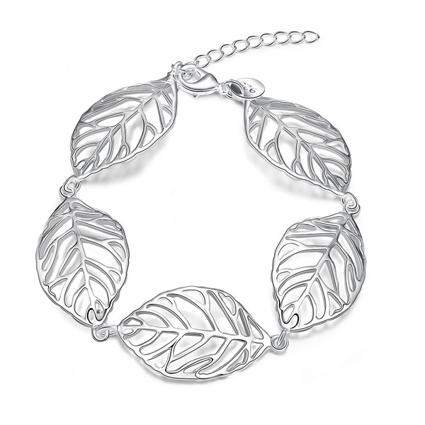Hot sale christmas gift 925 silver Leaves Bracelet DFMCH386,Brand new fashion 925 sterling silver plate Chain link bracelets high grade