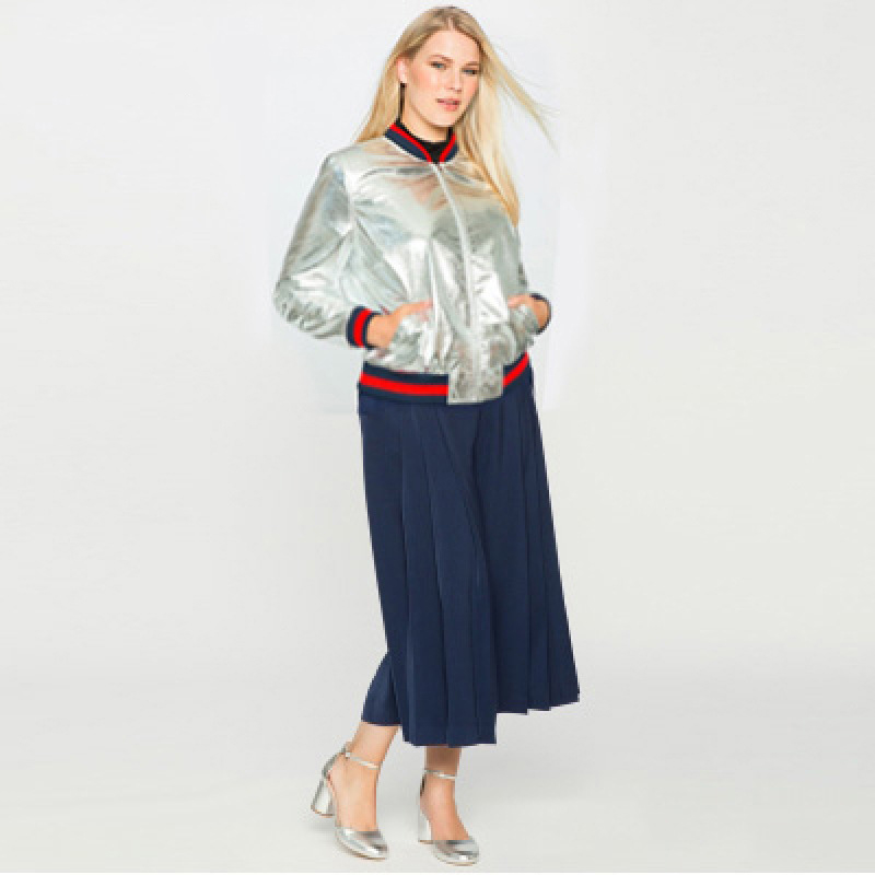 Wholesale- Jackets women European and American fashion trend of wild metal color PU baseball coat G1222