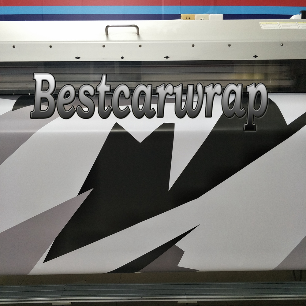 Gray black white Pixel Camo VINYL Full Car Wrapping Camouflage Covering For truck boat foil gloss / matte finish size 1.52 x 30m/5x98ft