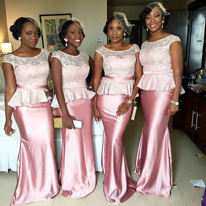 Vintage 2016 African Light Pink Lace Elastic Silk Like Satin Mermaid Bridesmaid Dresses Long Cheap Scoop Cap Sleeve Maid Honor Gown EN9203
Vintage 2016 African Light Pink Lace Elastic Silk Like Satin Mermaid Bridesmaid Dresses Long Cheap Scoop Cap Sleeve Maid Honor Gown EN9203
