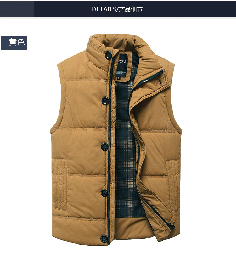 Fall-Zipper & Snap Placket Winter Man Casual Vest Plus Size M-3XL Brand New Pocket Design Mandarin Collar Men Warm Waistcoat