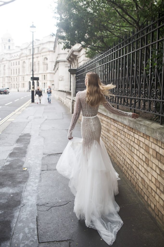 Riki Dalal 2019 Mermaid Backless Wedding Dresses With Long Sleeve Jacket Luxury Crystal Lace Bridal Gowns Sweep Train Country Wedding Dress