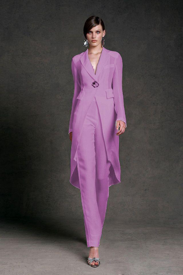 Elegant Mother Of Bridal Dresses With Jacket For Wedding V Neck Mother's Formal Suit Long Sleeve Beads Formal Prom Evening Dress