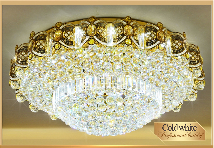 Modern Crystal Ceiling Chandeliers Lights Fixture LED Gold Ceiling Lamps Home Indoor Lighting Warm Neutral Cold White 3 Color Changeable with Controll