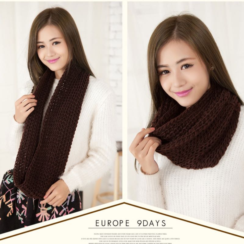 Knitted Infinity Scarves Pure Color Two Rings Winter Scarf 130 x 25 cm 10 Colors Wholesale Scarve