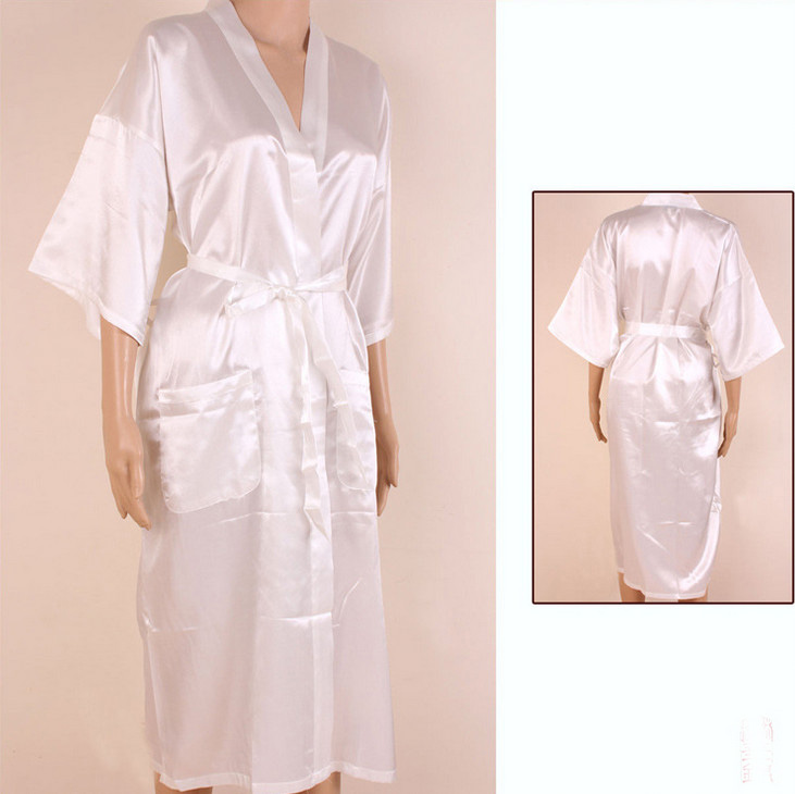 Wholesale-Plus Size XXXL Chinese Men Rayon Silk Robe Summer Solid Color Nightgown Traditional Yukata Kimono Bath Gown With Belt MR002