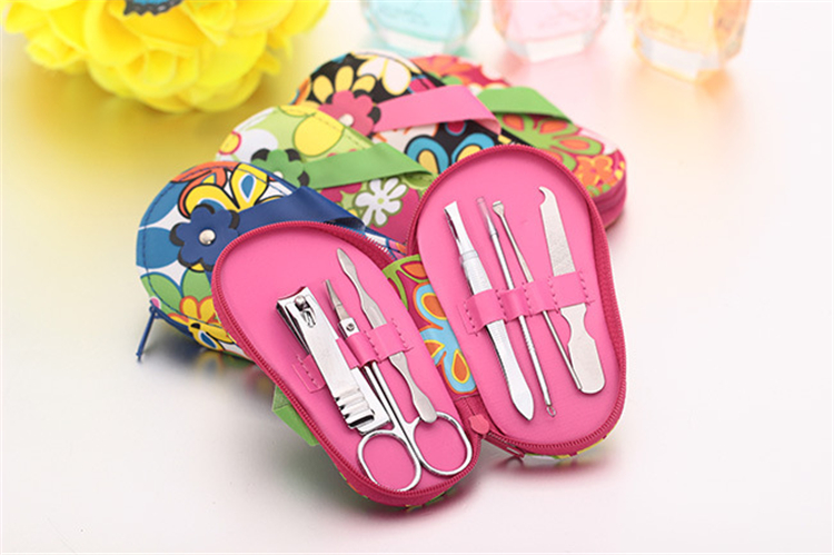 New Cartoon Flower Slipper Case Nail Tool Kit 7pcs/set Stainless Steel Scissors Manicure Tools High Quality 2926