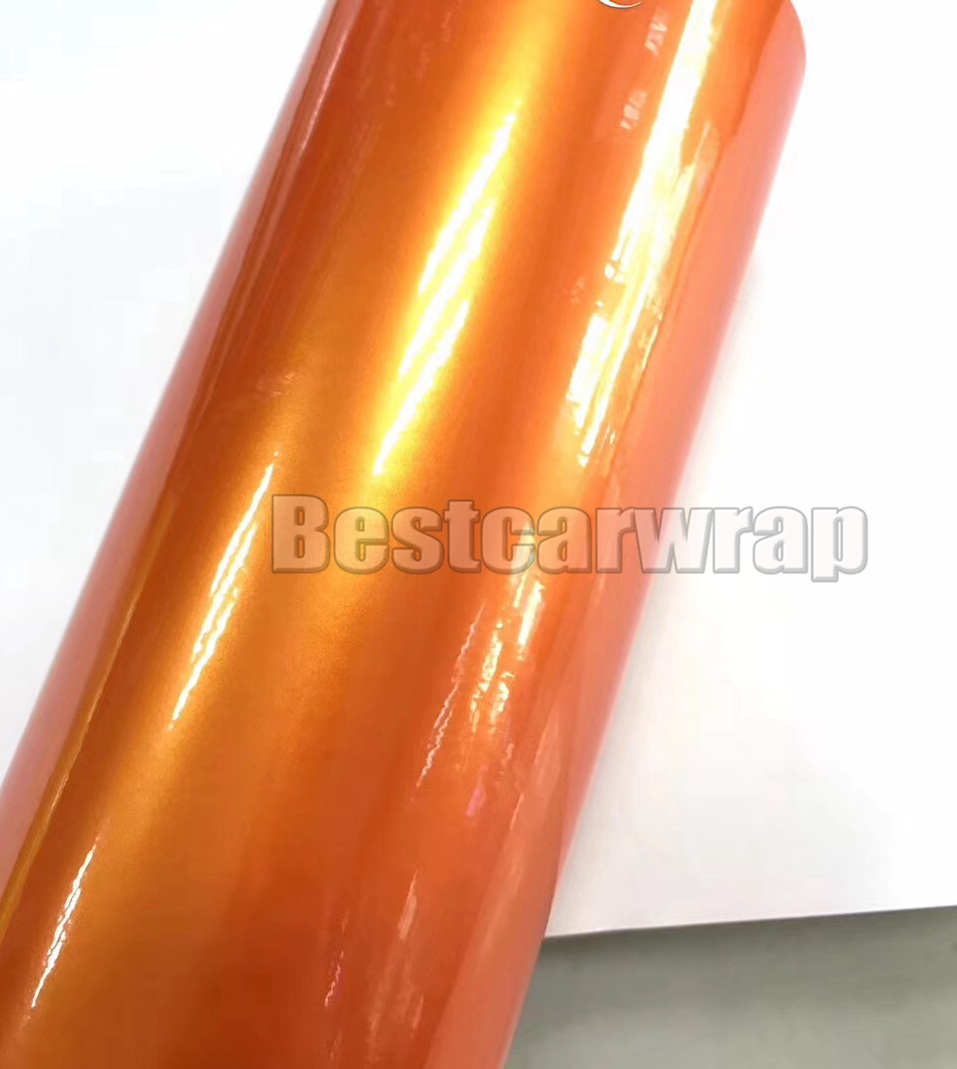 Dark Orange Gloss Metallic Pearl Vinyl Wrap Car Wrap Film Magic orange glossy Wrapping foil Size:1.52*20m( 5x67ft)