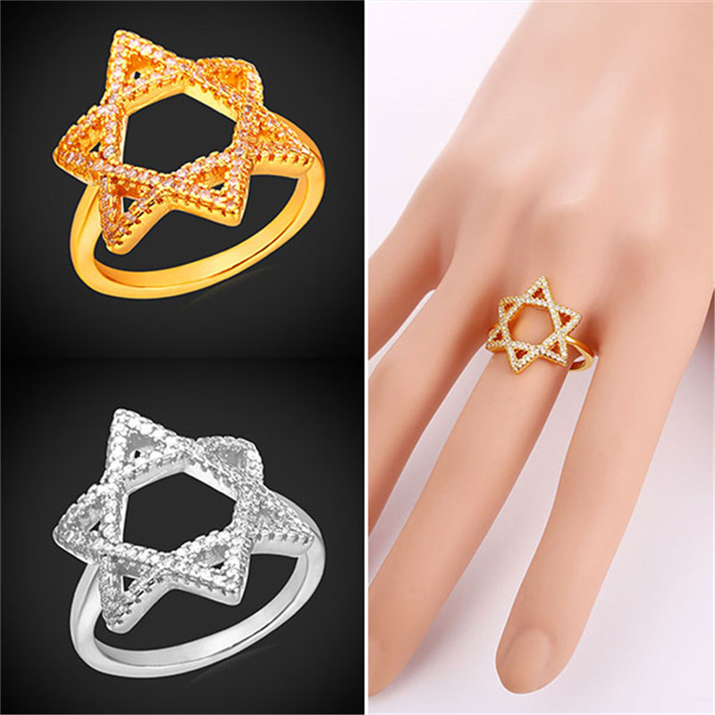 Fashion Women Magen David Jewelry Gift Platinum Plated/18K Real Gold Plated Star of David Rings
Fashion Women Magen David Jewelry Gift Platinum Plated/18K Real Gold Plated Star of David Rings