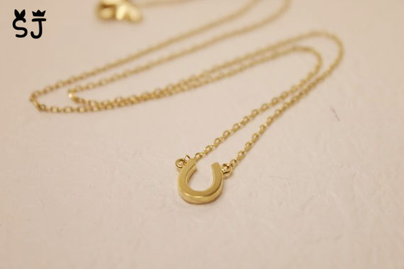 30PCS Gold Silver Lucky Horseshoe Necklace Mens Jewelry Horse Hoof Necklaces Cute U Necklace Small Simple Paw Necklaces