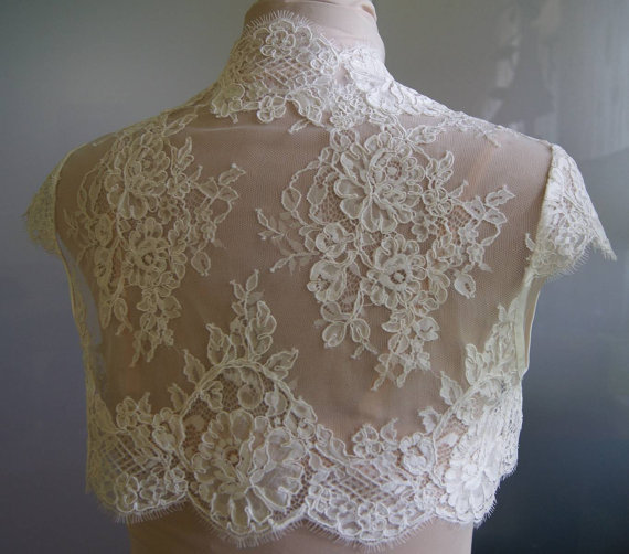Ivory Lace Wedding Shawls With Cap Sleeves Bridal Bolero Custom Made Wedding Wraps Shrugs For Dress Cape