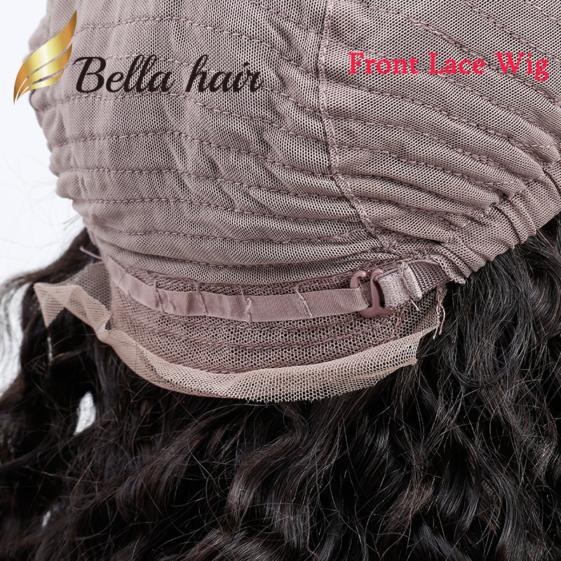 Big Curly Front Lace Wig Virgin Human Hair Natural Color for Black Women 130% 150% density BellaHair