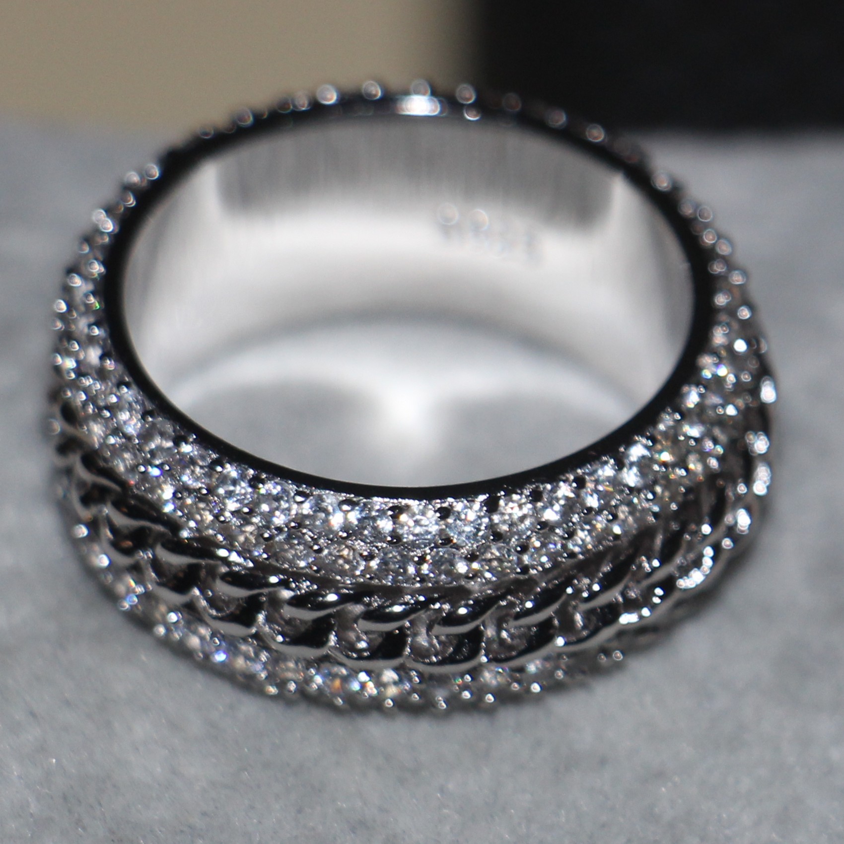 Victoria Wieck Vintage Jewelry 925 Sterling Silver Topaz Simulated Diamond Gemstones Wedding Rotatable Women Finger Ring for Love Size5-11
