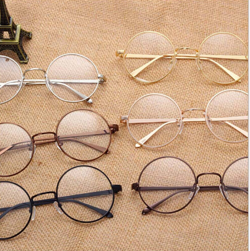 Korean Retro Full Rim Gold Eyeglass Frame Nerd Thin Metal Pretty Style Vintage Spectacles Round Computer Unisex Black Gold1
