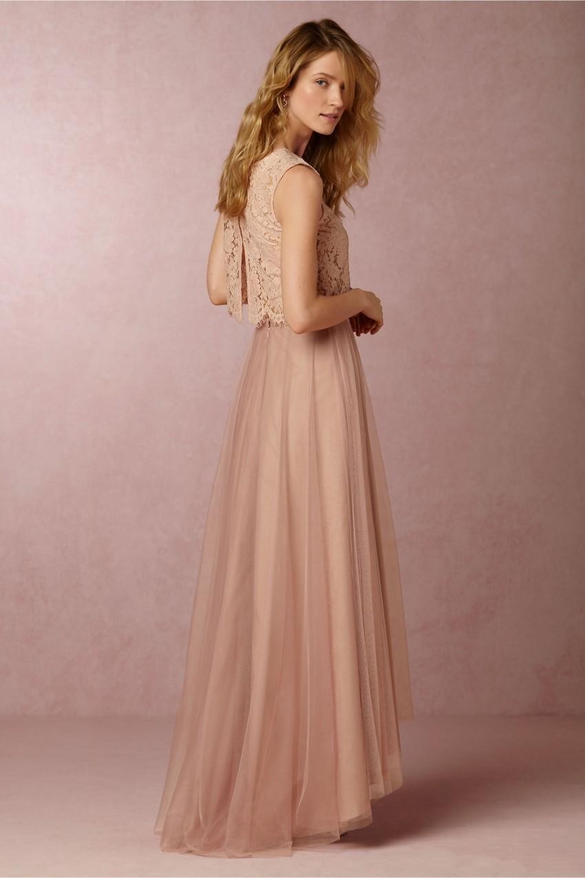 2020 Vintage Blush Pink Two Pieces Bridesmaid Dresses Lace Crop High Low Beach Bridesmaid Dresses Wedding Party Gowns Custom Made
