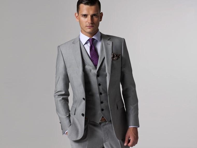 Notched Lapel Bridagroom Tuxedos Side Vent Mens Slim Fit Suits Three Piece Suit For Blazer Men