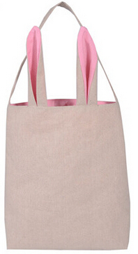 Cute Cotton And Linen Easter Bunny Ears Basket Bag For Easter Gift Packing Easter Handbag For Child Fine Festival Gift