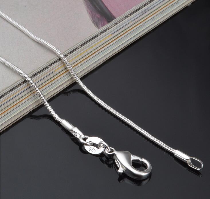 Free shipping S Sterling Sier Chains Necklaces 1mm Snake Chain DIY Necklace 16inch 18inch 20inch 22inch 24inch sailormoon sister have Jewelry accessor