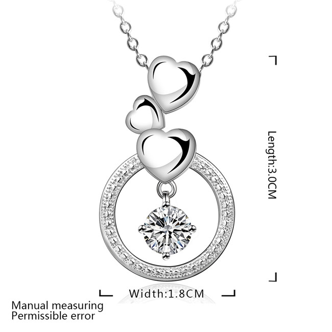 Best gift women's round rings pendant necklace white gemstone sterling silver plate necklace STSN691,brand new fashion 925 silver necklace